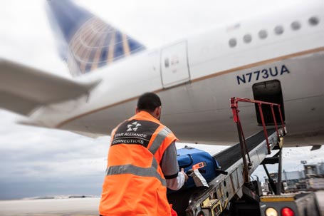 Luggage going onto plane